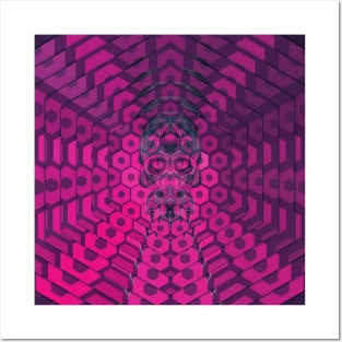 Electroluminated Skull Radiate - Magenta Posters and Art